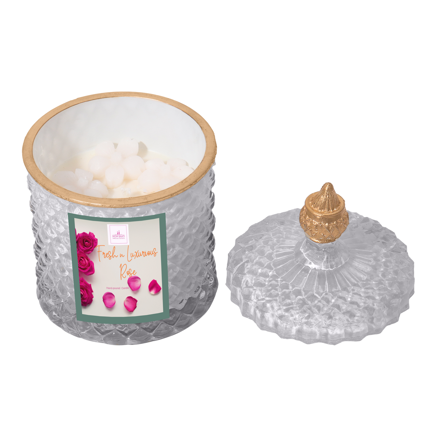 Crystal Jar Scented Candle white 2- mombaati