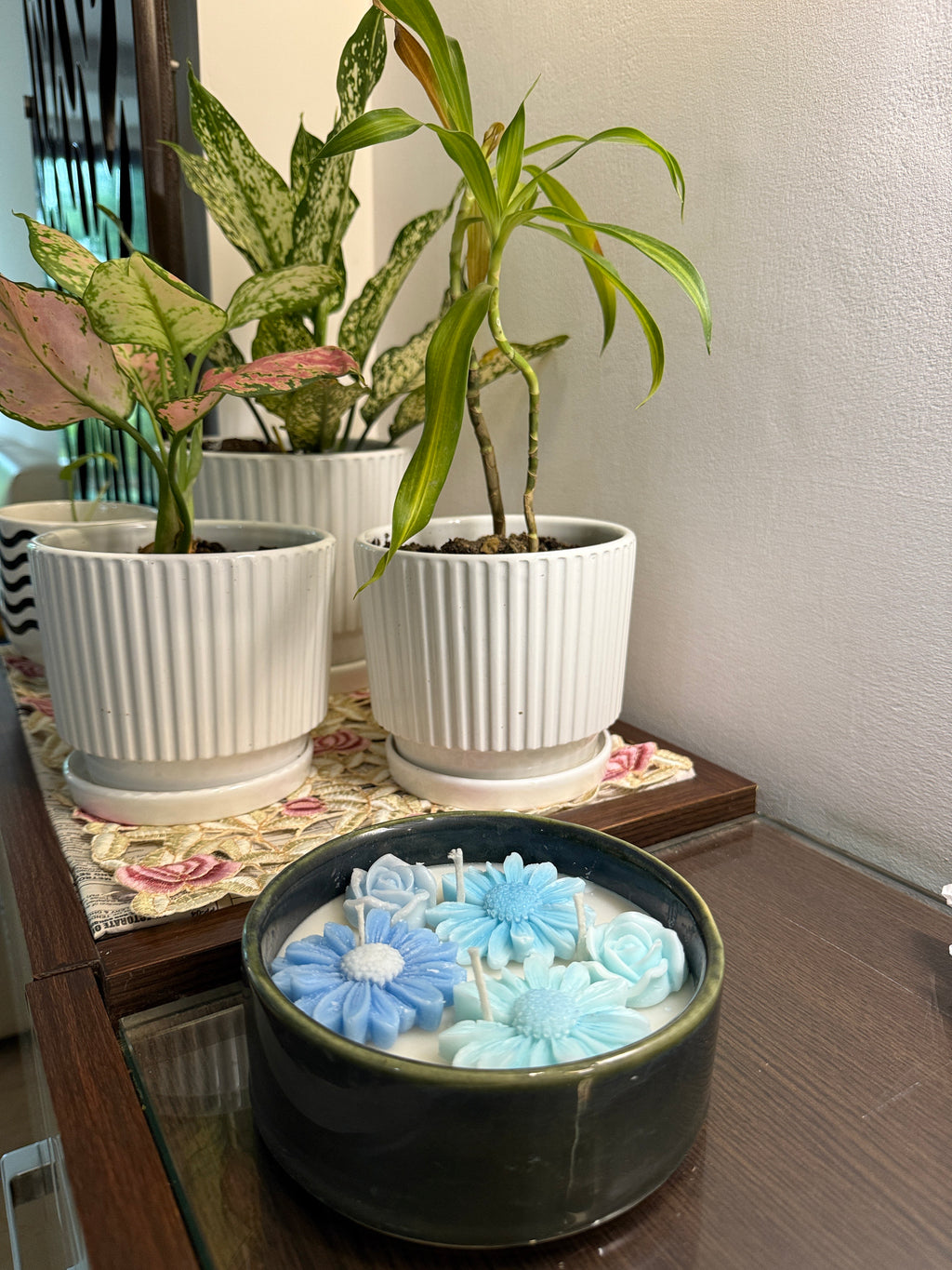 Flower platter Candle