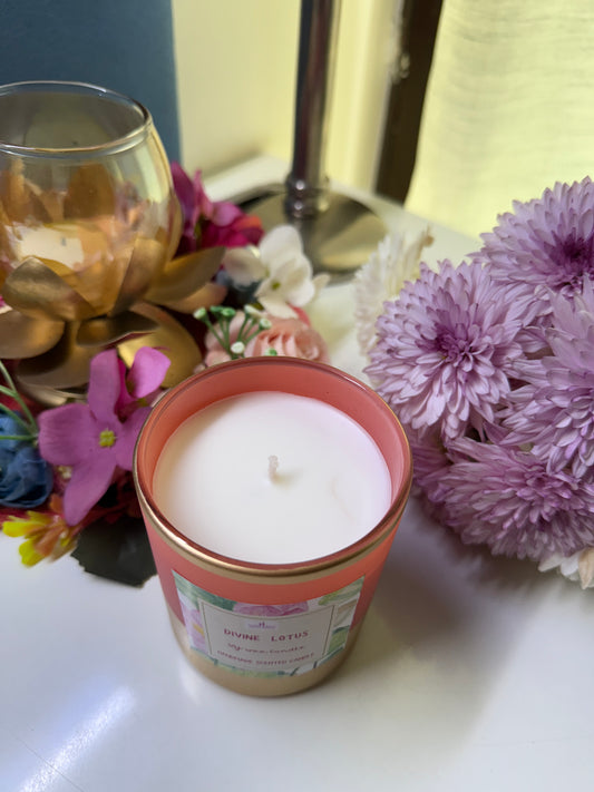 Divine Lotus Scented Candle in Golden Jar