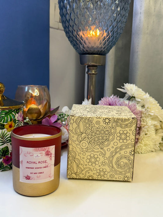 Royal Rose Scented Candle in Golden Jar_1