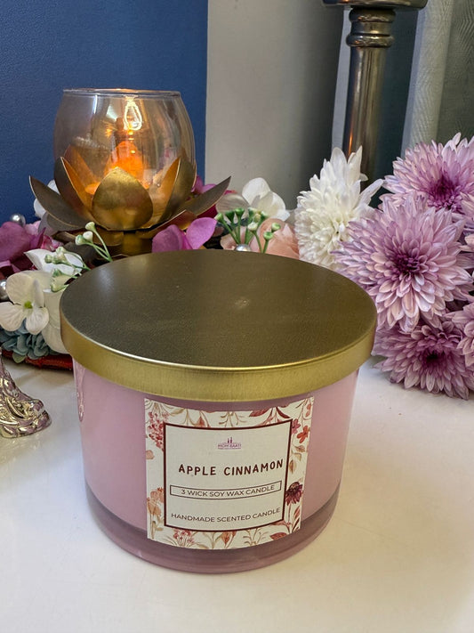Apple Cinnamon 3 wick scented candle_1